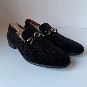 Robert David Shoes Splash 9.5 Velvet Mens Slip On loafers Costume Church Black